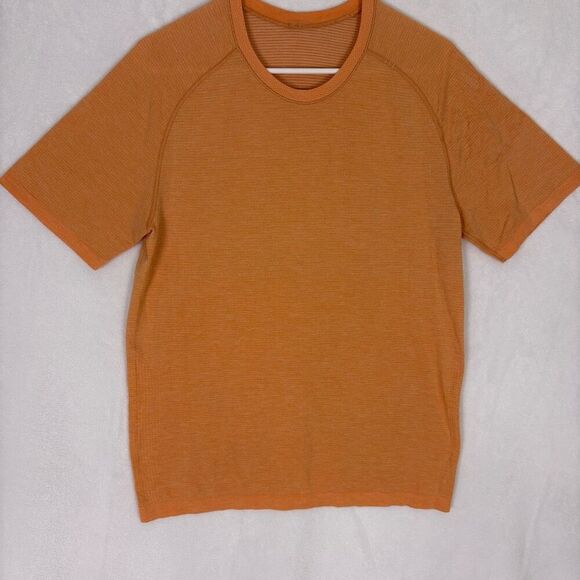 Lululemon Orange Men’s Workout Short Sleeve Top Size Medium - Picture 3 of 10